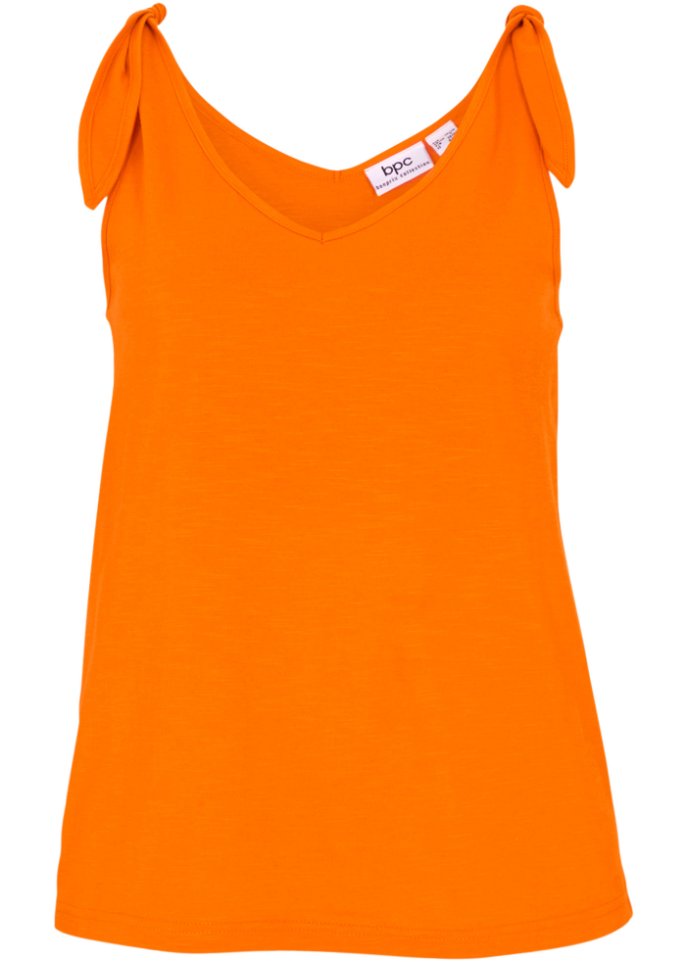 Top mit Knotendetails aus nachhaltiger Baumwolle  in orange von vorne - bpc bonprix collection