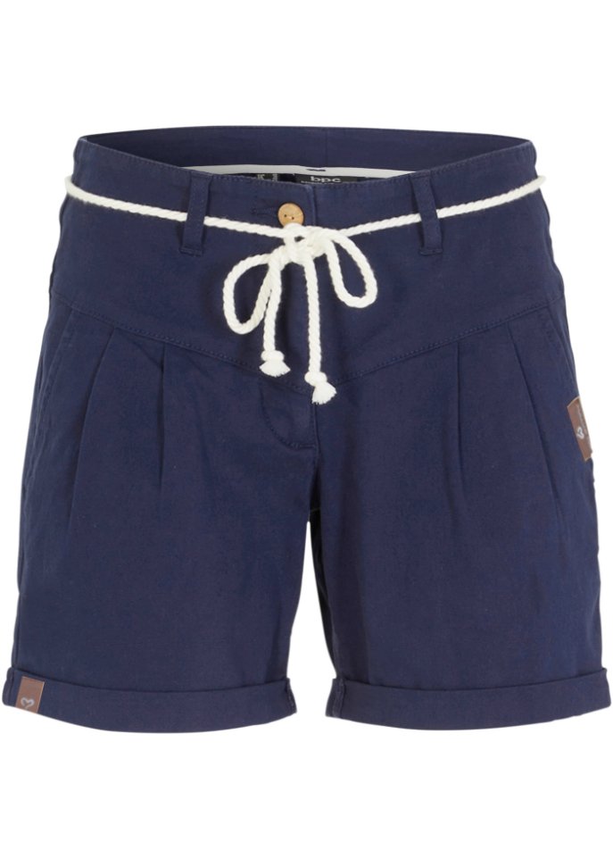 Twill-Shorts mit Turn-Up in blau von vorne - bpc bonprix collection