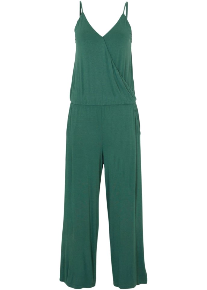 Bequem geschnittener Jersey-Jumpsuit  in grün von vorne - bpc bonprix collection