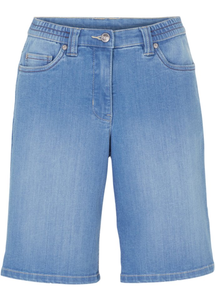 Boyfriend Jeans, Mid Waist, Stretch in blau von vorne - bpc bonprix collection