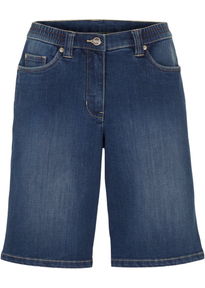 Boyfriend Jeans, Mid Waist, Stretch in blau von vorne - bpc bonprix collection