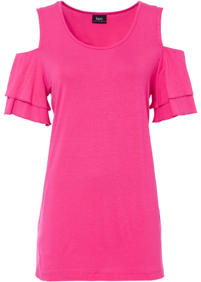 Long-Shirt mit Flügelärmeln und Cut-Outs in pink von vorne - bpc bonprix collection