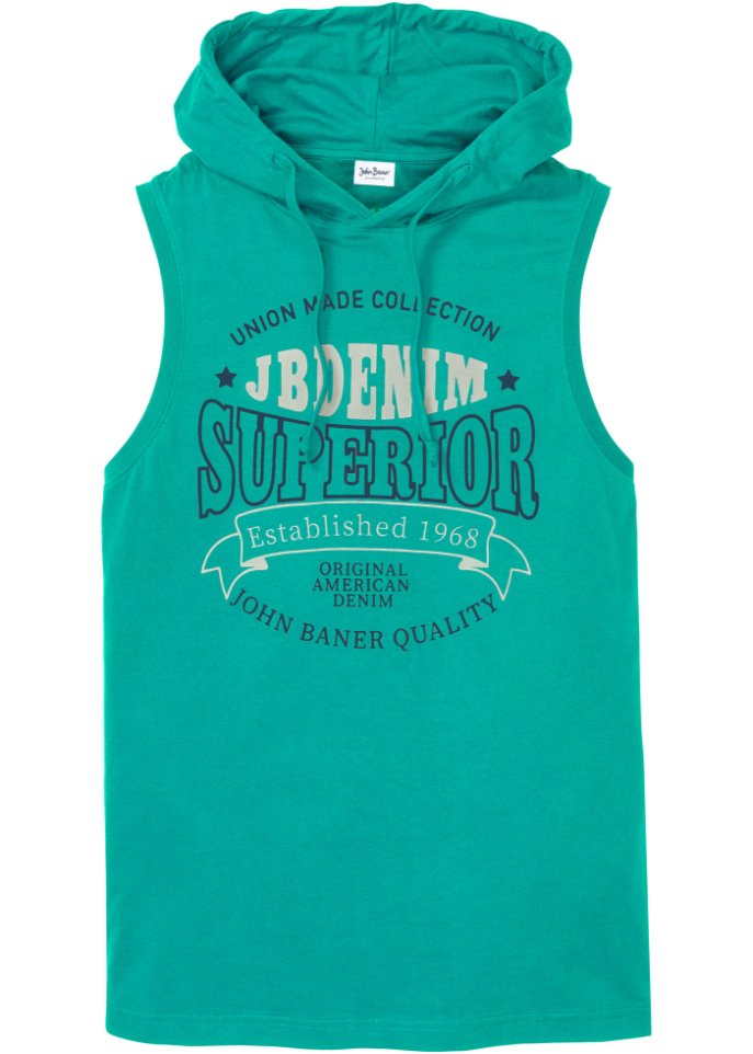 Muskel-Shirt mit Kapuze in grün von vorne - John Baner JEANSWEAR