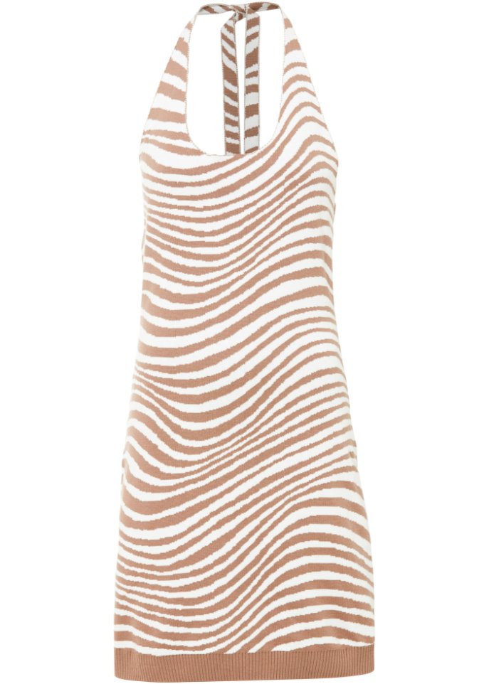 Neckholder-Kleid in Feinstrick in weiß von vorne - RAINBOW