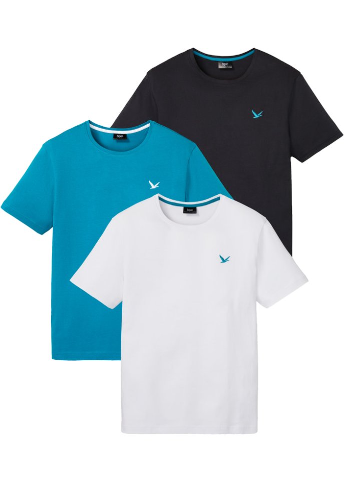 T-Shirt (3er Pack) in weiß von vorne - bpc bonprix collection