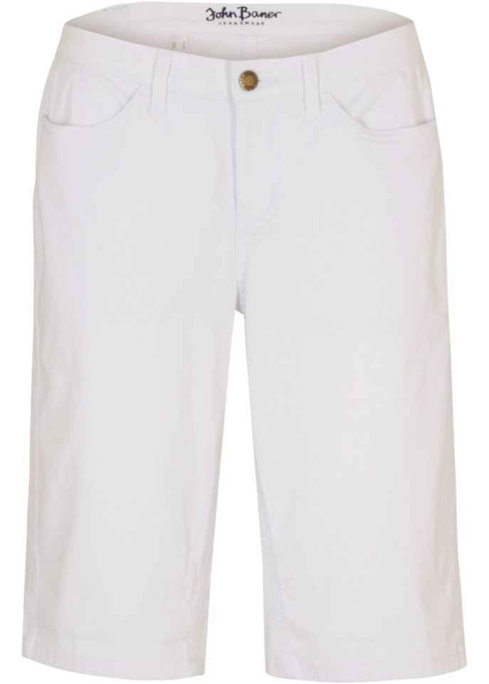 Bermuda Komfort-Stretch-Jeans in weiß von vorne - John Baner JEANSWEAR