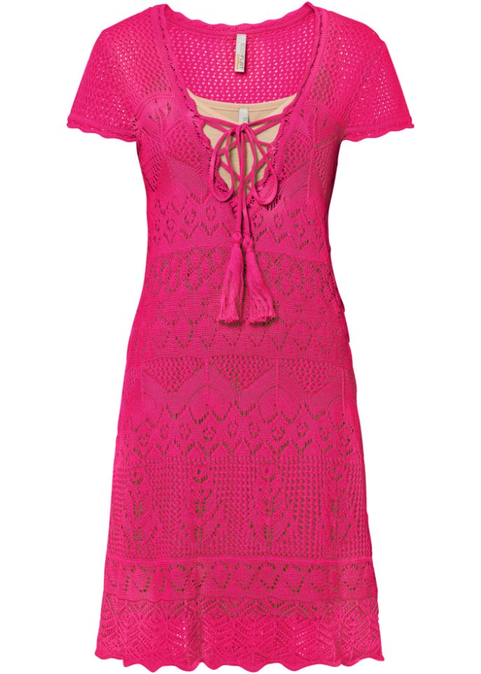 Strickkleid in pink von vorne - BODYFLIRT boutique