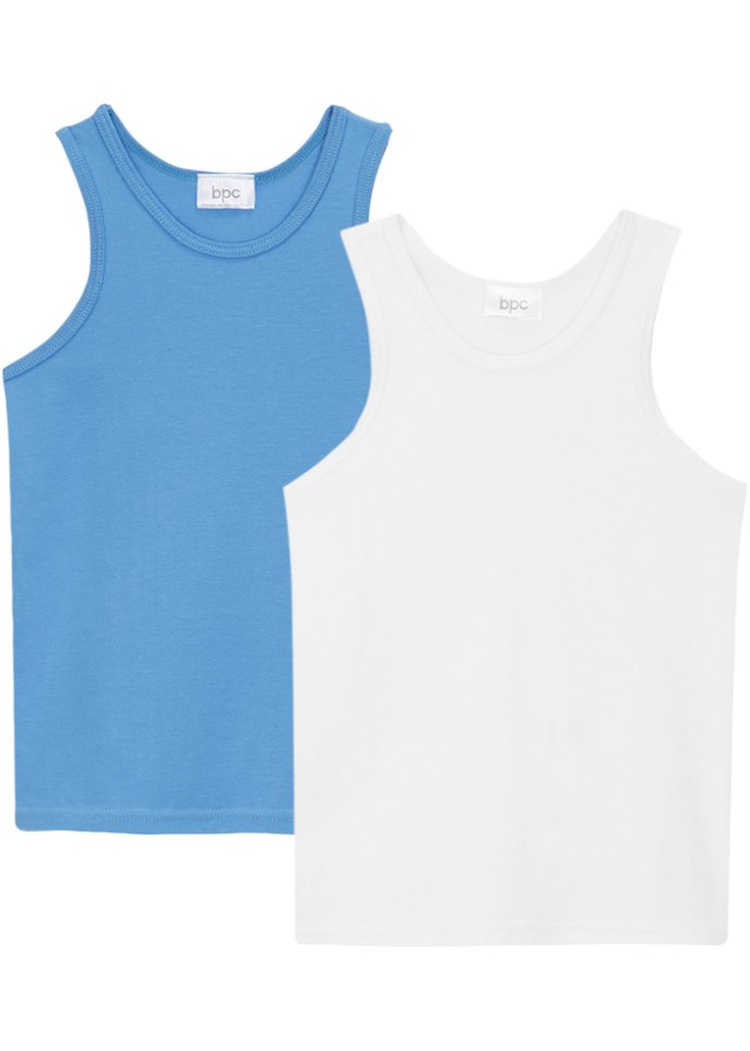 Jungen Unterhemd (2er Pack) in weiß von vorne - bpc bonprix collection