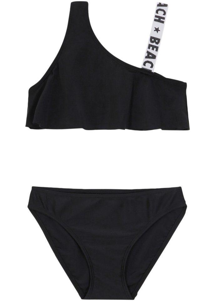 Mädchen Bikini nachhaltig (2-tlg.Set) in schwarz von vorne - bpc bonprix collection