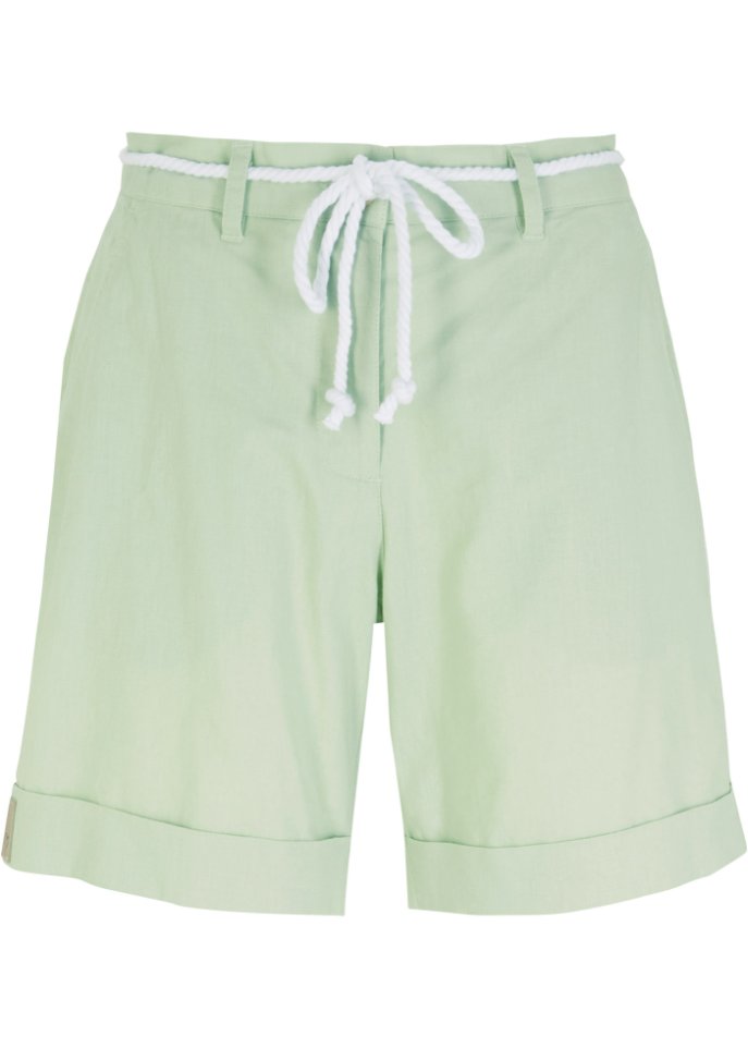 Shorts mit Leinen in grün von vorne - bpc bonprix collection