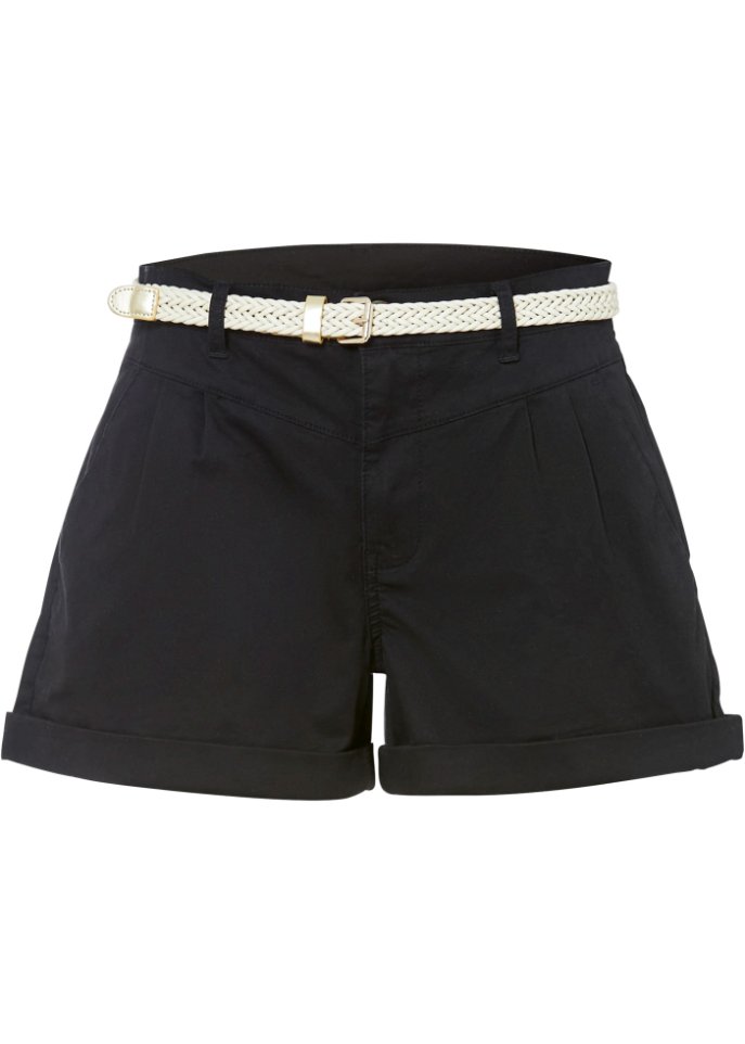 Shorts mit Gürtel in schwarz von vorne - RAINBOW