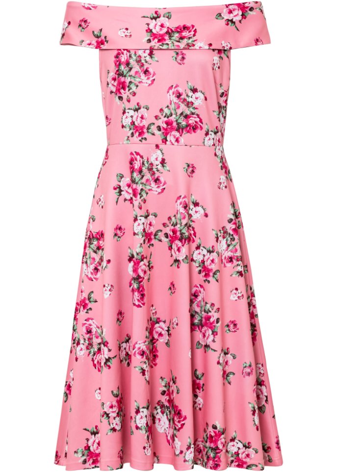 Carmen-Kleid in rosa von vorne - BODYFLIRT boutique