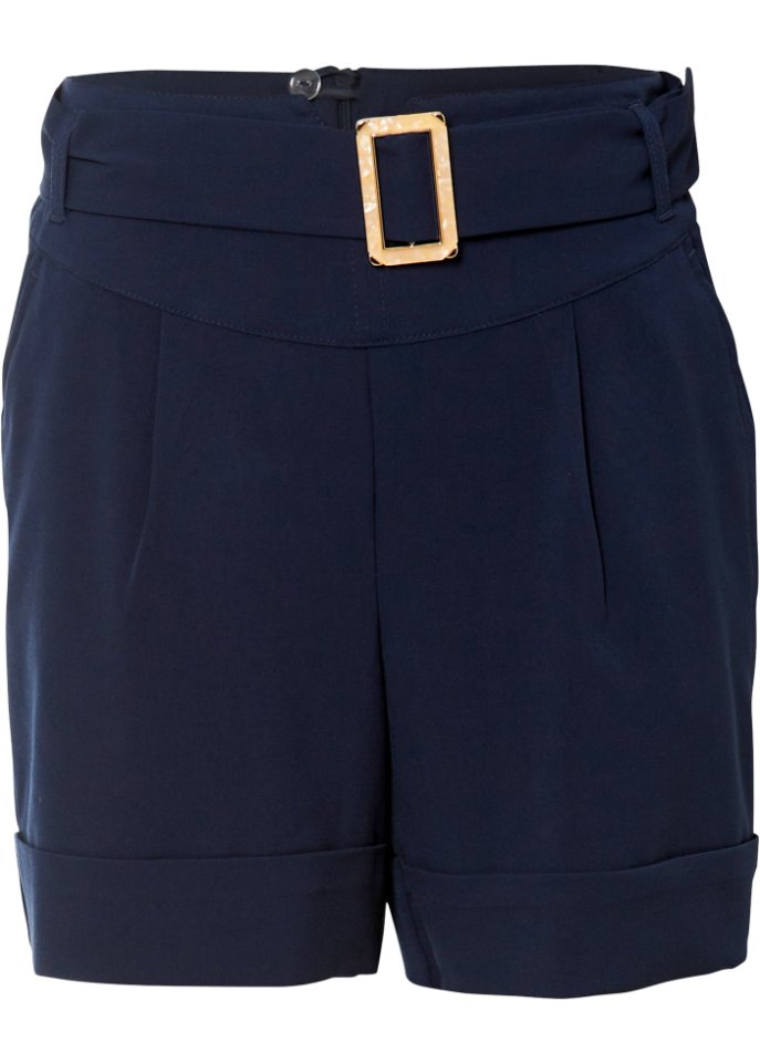 High-Waist-Shorts in blau von vorne - BODYFLIRT boutique