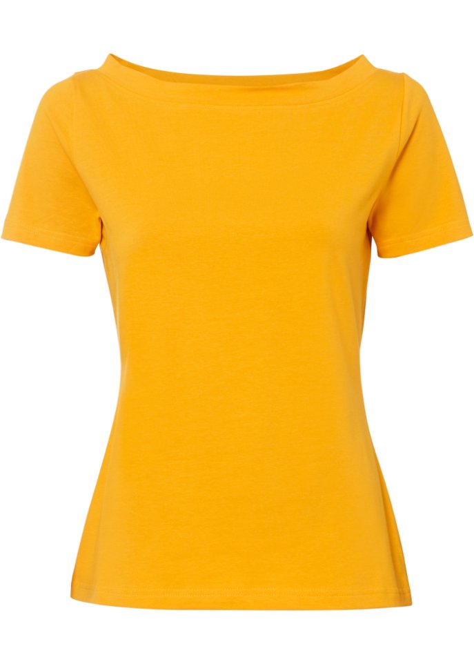 Shirt mit U-Boot-Ausschnitt in orange von vorne - BODYFLIRT