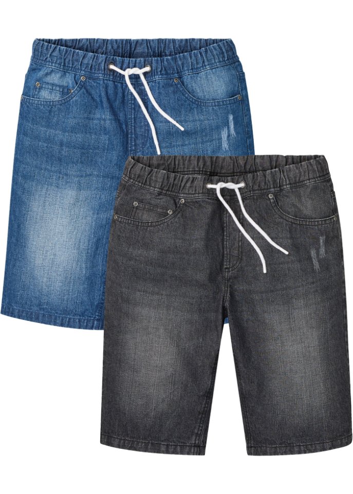 Schlupf-Jeans-Bermuda Regular Fit, (2er Pack) in blau von vorne - RAINBOW