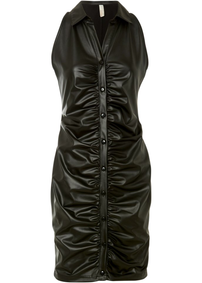 Lederkleid in schwarz von vorne - BODYFLIRT boutique