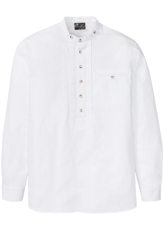 Trachtenhemd mit Biesen in weiß von vorne - bpc selection