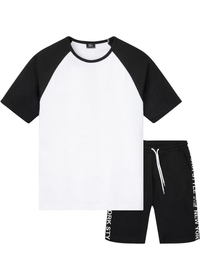 Shirt und kurze Hose (2-tlg.Set)  in schwarz von vorne - bpc bonprix collection