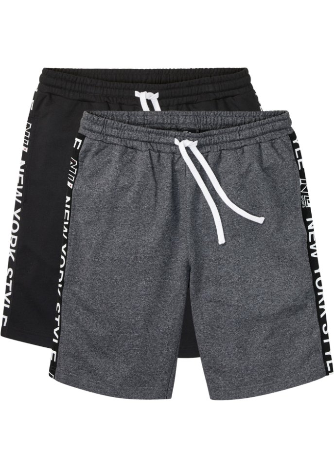 Sweat-Shorts (2er Pack) in schwarz von vorne - bpc bonprix collection