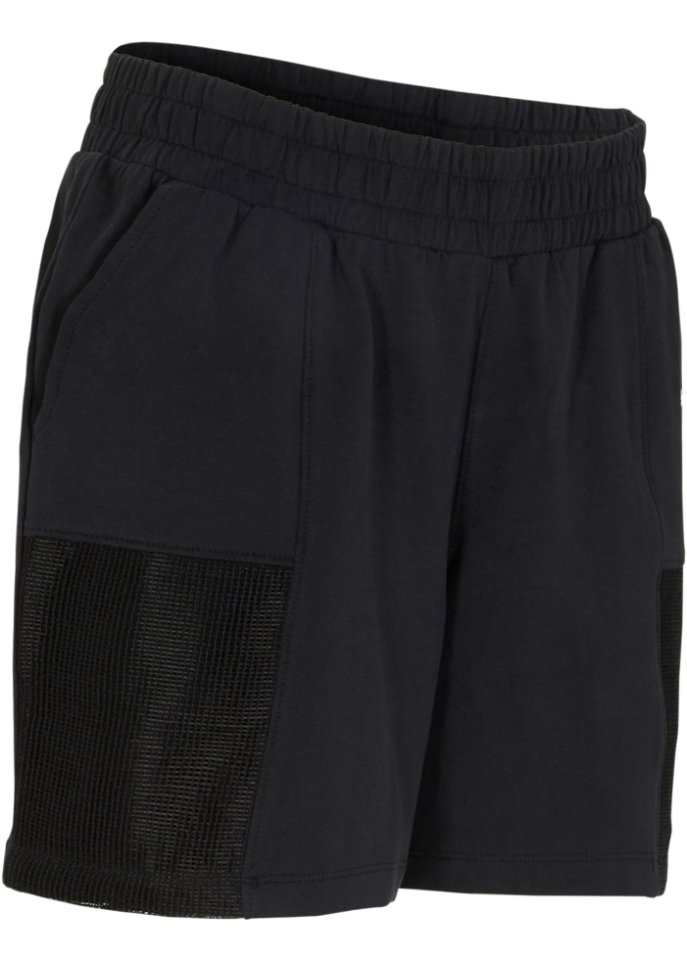 Sweat-Shorts mit Mesh in schwarz von vorne - bpc bonprix collection