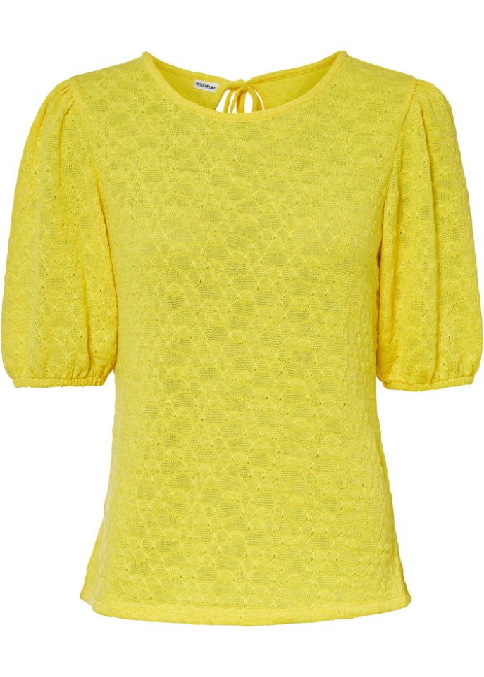 T-Shirt mit Cut-Out in gelb von vorne - BODYFLIRT