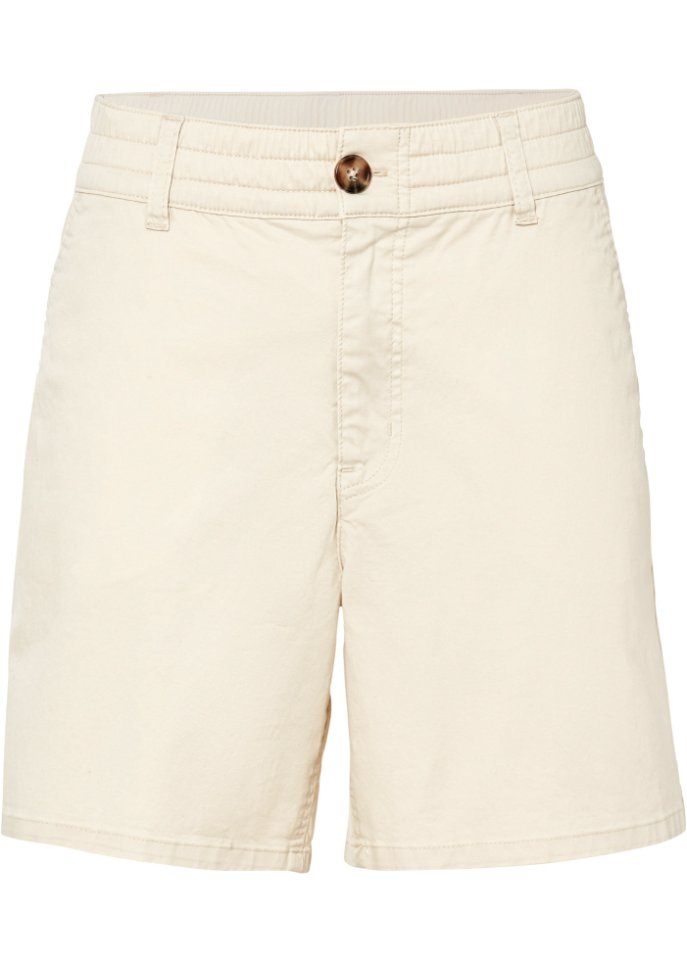 High Waist Shorts aus Twill in beige von vorne - bpc bonprix collection