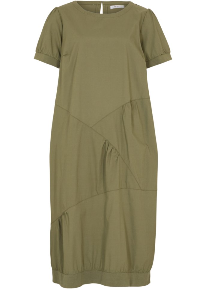 Kleid mit Eingriffstaschen, O-Shape in grün von vorne - bpc bonprix collection