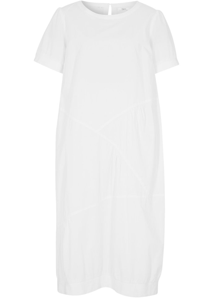 Kleid mit Eingriffstaschen, O-Shape in farblos von vorne - bpc bonprix collection