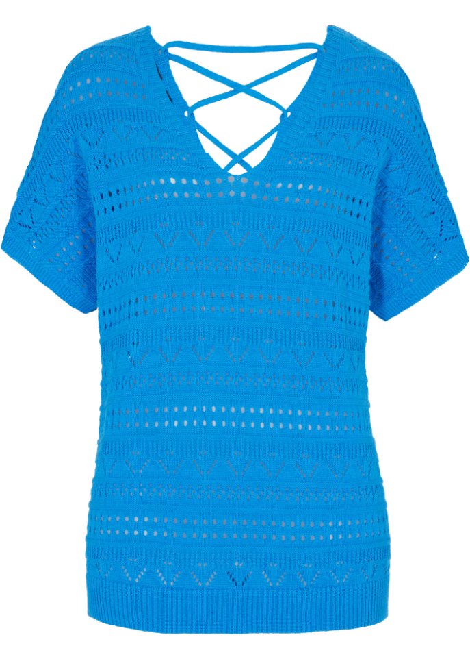 Ajour Pullover  in blau von vorne - bpc selection