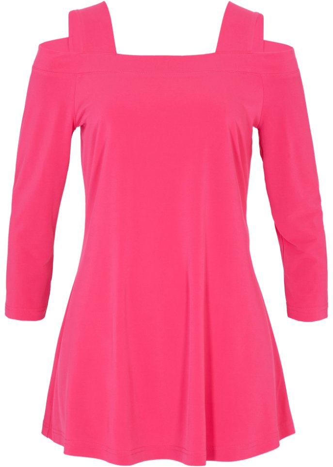 Cold-Shoulder-Longshirt in pink von vorne - bpc selection premium
