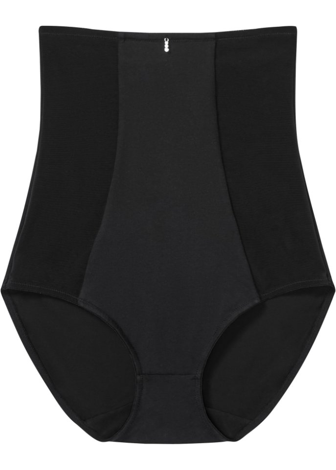 Highwaist Shape Slip mit mittlerer Formkraft und Bio-Baumwolle in schwarz von vorne - bpc bonprix collection - Nice Size