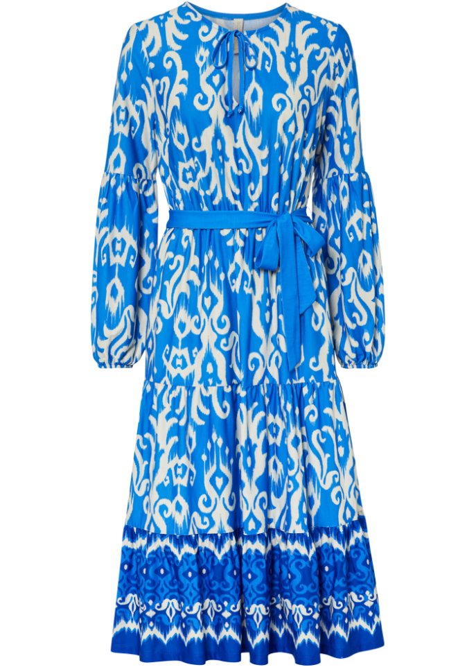 Kleid mit weitschwingendem Rock in blau von vorne - BODYFLIRT boutique