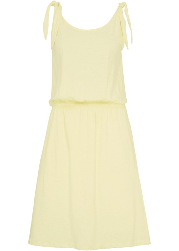 Jersey-Kleid mit Knotendetails in gelb von vorne - bpc bonprix collection