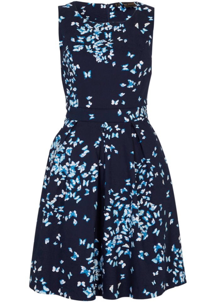 Kleid mit Schmetterlingsdruck  in blau von vorne - bpc selection