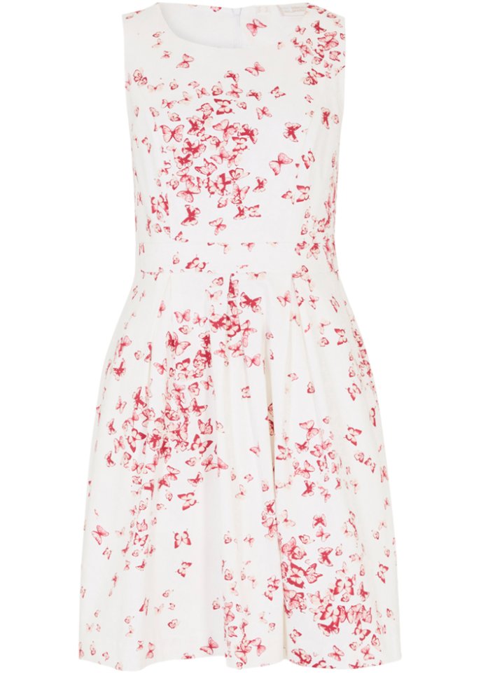 Kleid mit Schmetterlingsdruck  in weiß von vorne - bpc selection