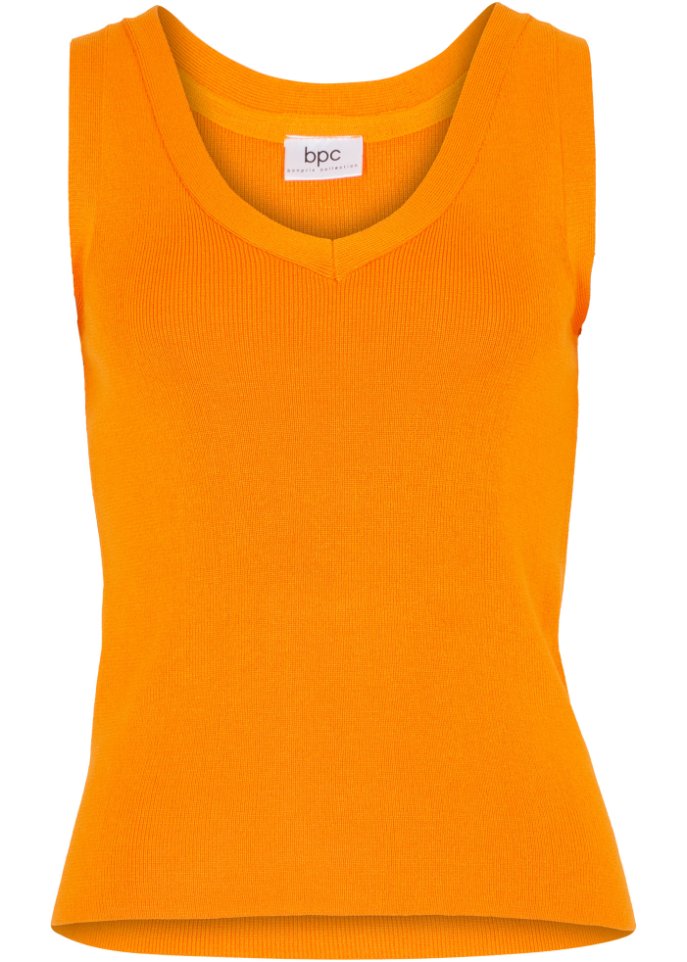 Leichtes Stricktop mit V-Ausschnitt in orange von vorne - bpc bonprix collection