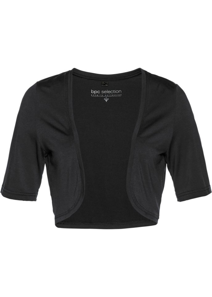 Shirt-Bolero in schwarz von vorne - bpc selection