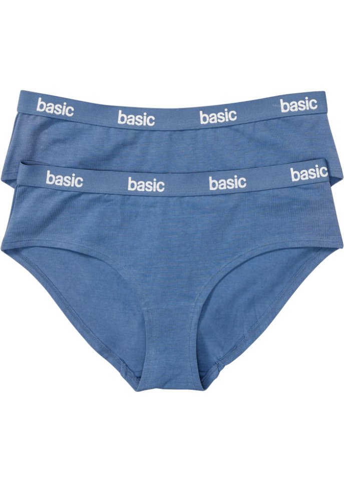 Panty mit Bio-Baumwolle (2er Pack) in blau von vorne - bpc bonprix collection