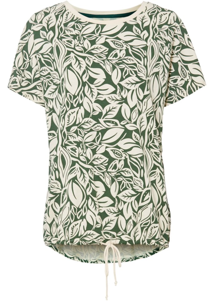 Oversize-Shirt mit Bindeband in grün von vorne - bpc bonprix collection