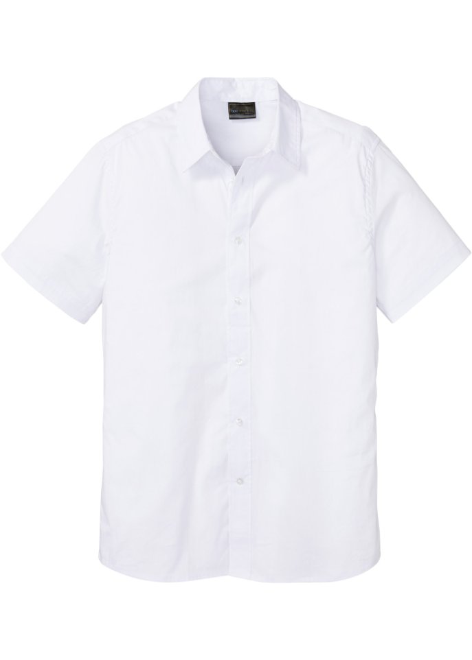 Kurzarmhemd, Slim Fit in weiß von vorne - bpc selection