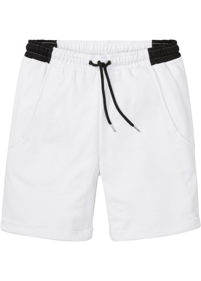 Sweat-Long-Shorts mit reyceltem Polyester in weiß von vorne - RAINBOW