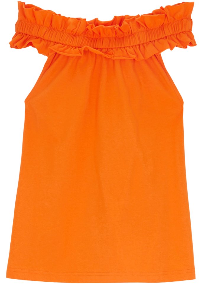Mädchen Sommer-Top mit Rüschen in orange von vorne - bpc bonprix collection