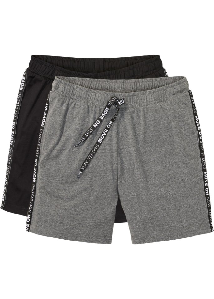 Jersey-Shorts (2er Pack) in schwarz von vorne - bpc bonprix collection