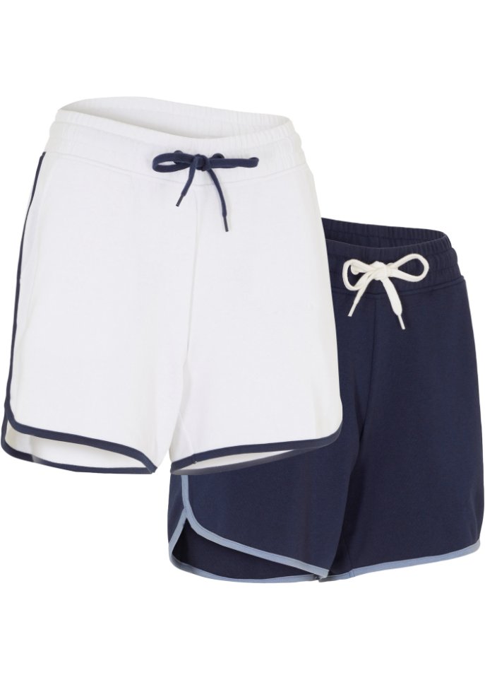 Sport-Shorts (2er Pack), kurz  in weiß von vorne - bpc bonprix collection