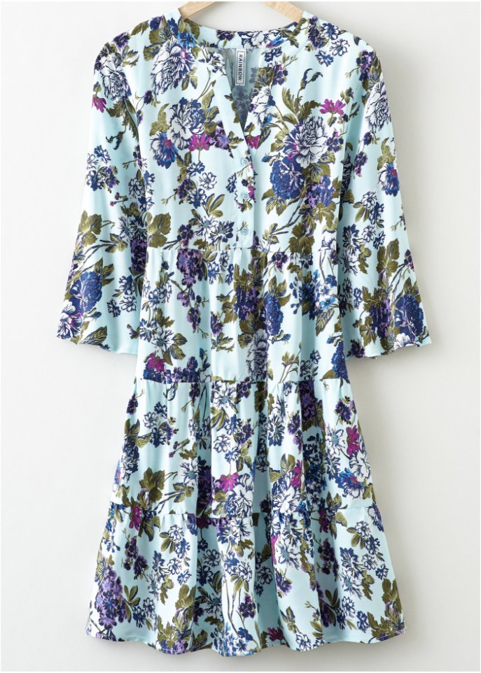 Kleid mit kurzer Knopfleiste in lila von vorne - RAINBOW