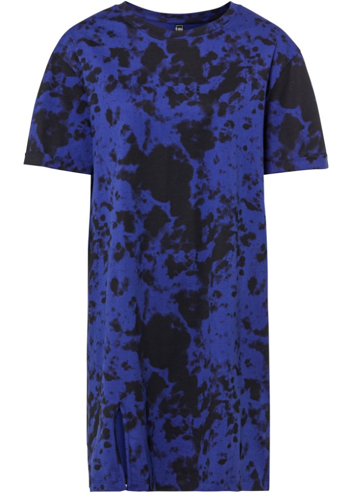 Shirtkleid mit Batik-Effekt aus Bio-Baumwolle in blau von vorne - RAINBOW