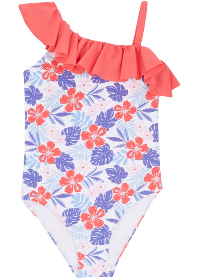 Mädchen Badeanzug in weiß von vorne - bpc bonprix collection