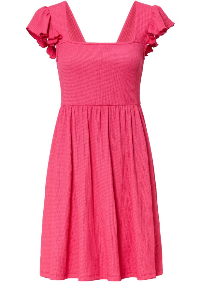 Kleid mit Cut-Out in Strukturware in pink von vorne - RAINBOW