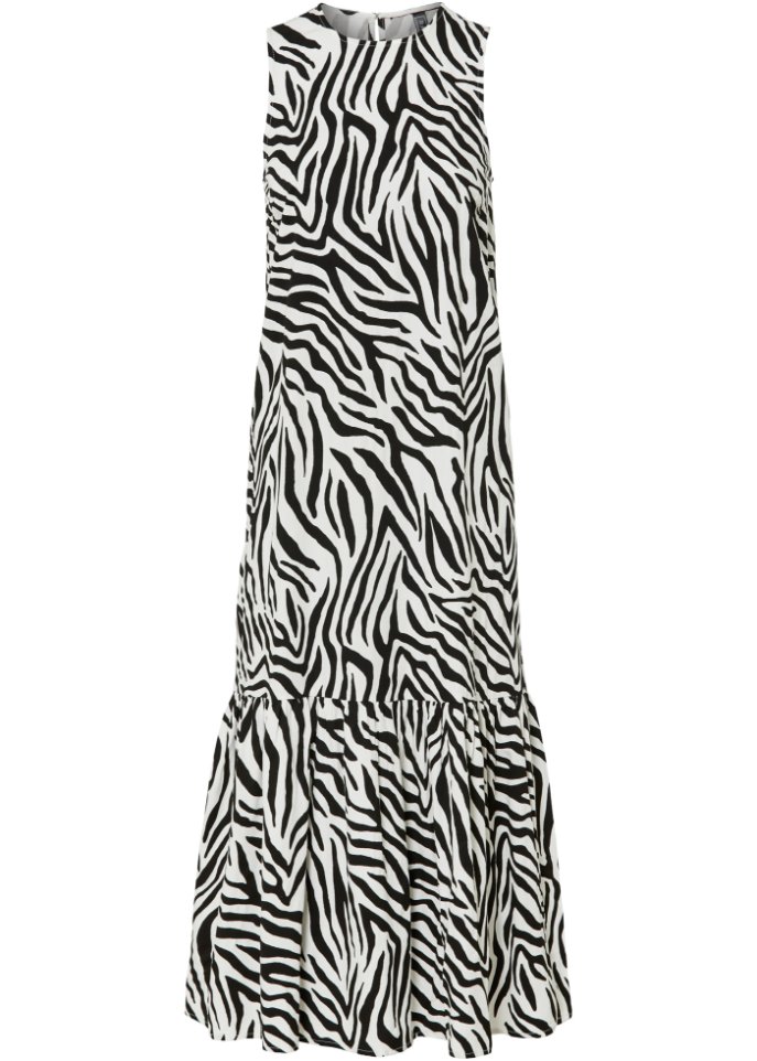 Midi-Kleid mit Zebra-Print in schwarz von vorne - RAINBOW