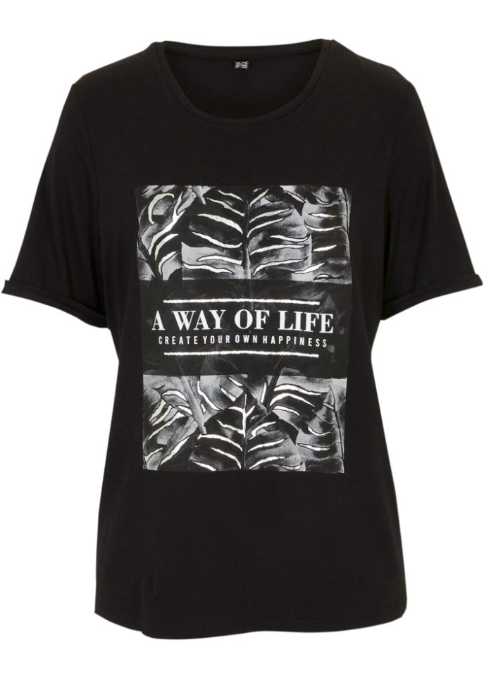 Shirt mit Frontprint in schwarz von vorne - bpc selection